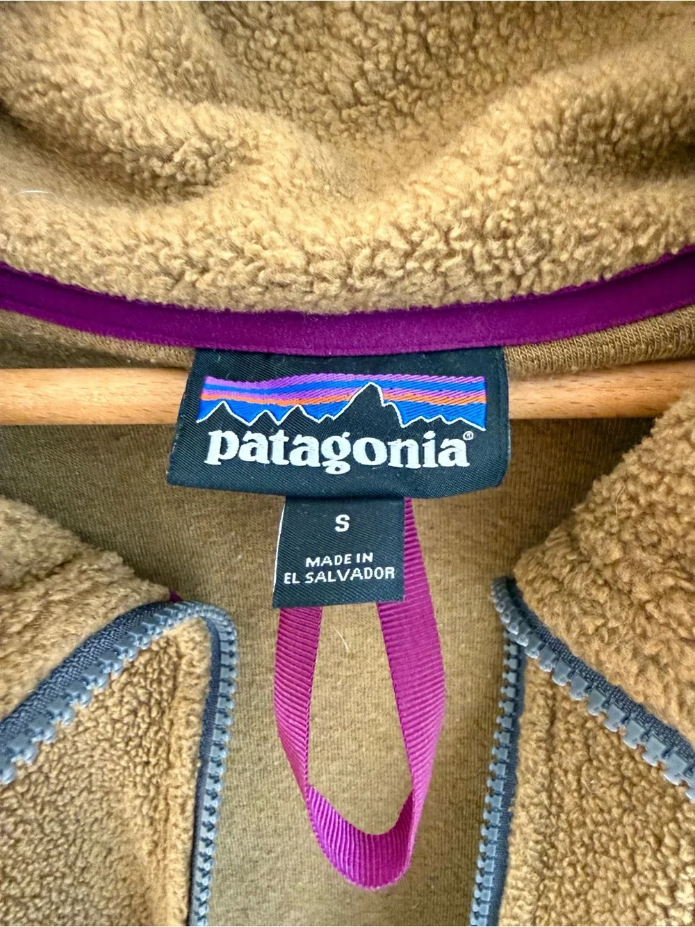 Patagonia Brown Shearling Fleece Full-Zip Fleece Jacket Size S
